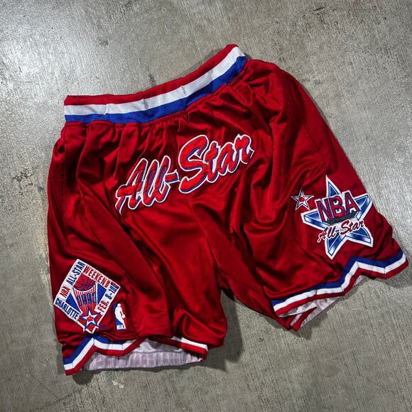 Just Don NBA All-Star Shorts Red Satin Zipper Pockets Small - Picture 1 of 7